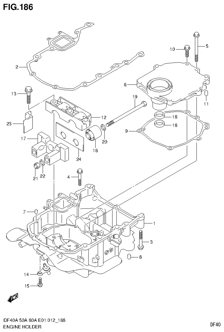 Suzuki DF40AST, DF50A, DF50ATH ENGINE HOLDER (DF40A E1) parts diagram